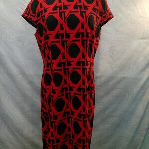 AA Studio AA Sleeveless Dress Womens Size 12P Red Black Knee Length